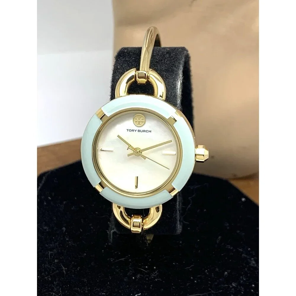 Tory Burch Women's Watch TBW6019 Gold Mother of Pearl Dial Interchangeable Bezel